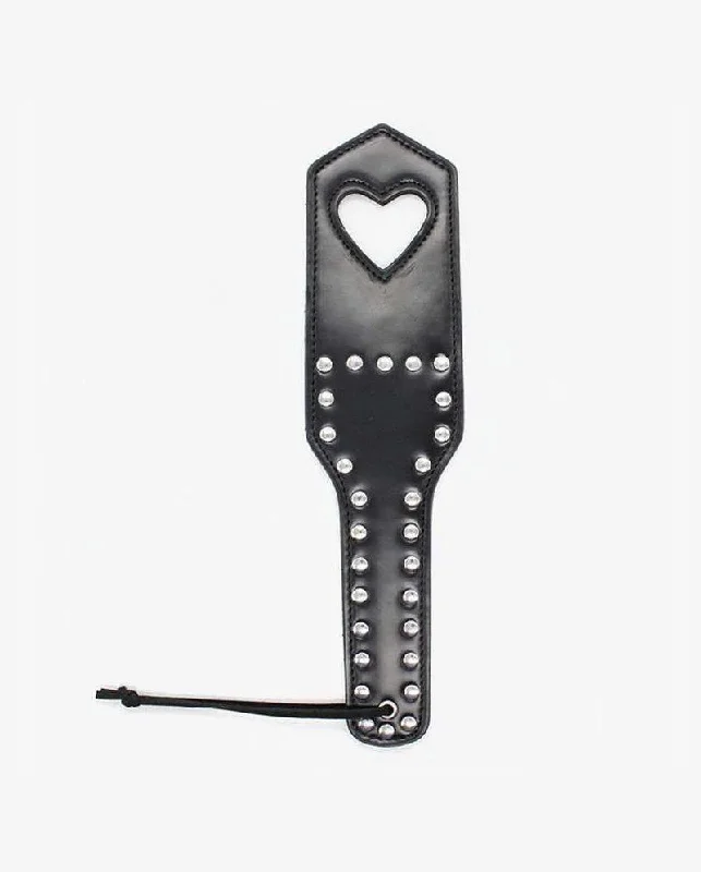 adult toys with textured finish design-One Heart Spanking Paddle - Black