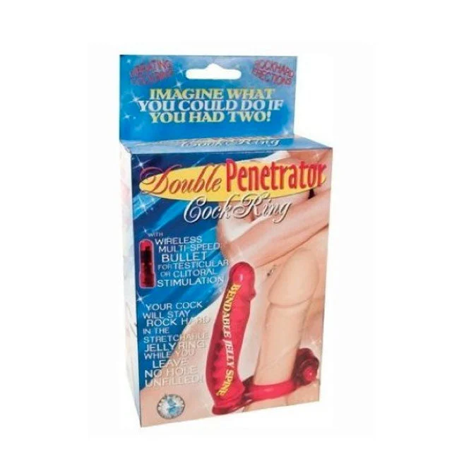 adult toys for weekend pleasure-Double Penetrator Rabbit Cock Ring Multispeed Waterproof (Red)