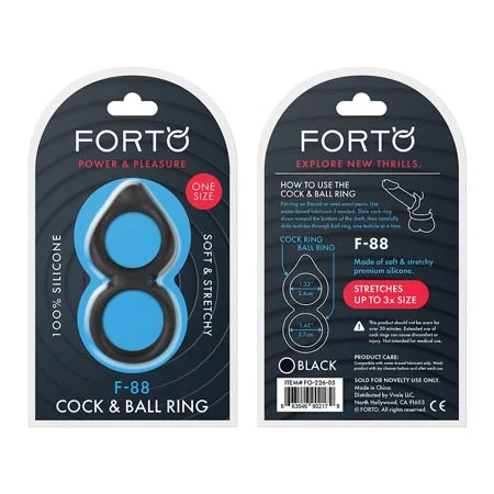 adult toys with sleek material finish-Forto F-88 Liquid Silicone Cock & Ball Ring Black