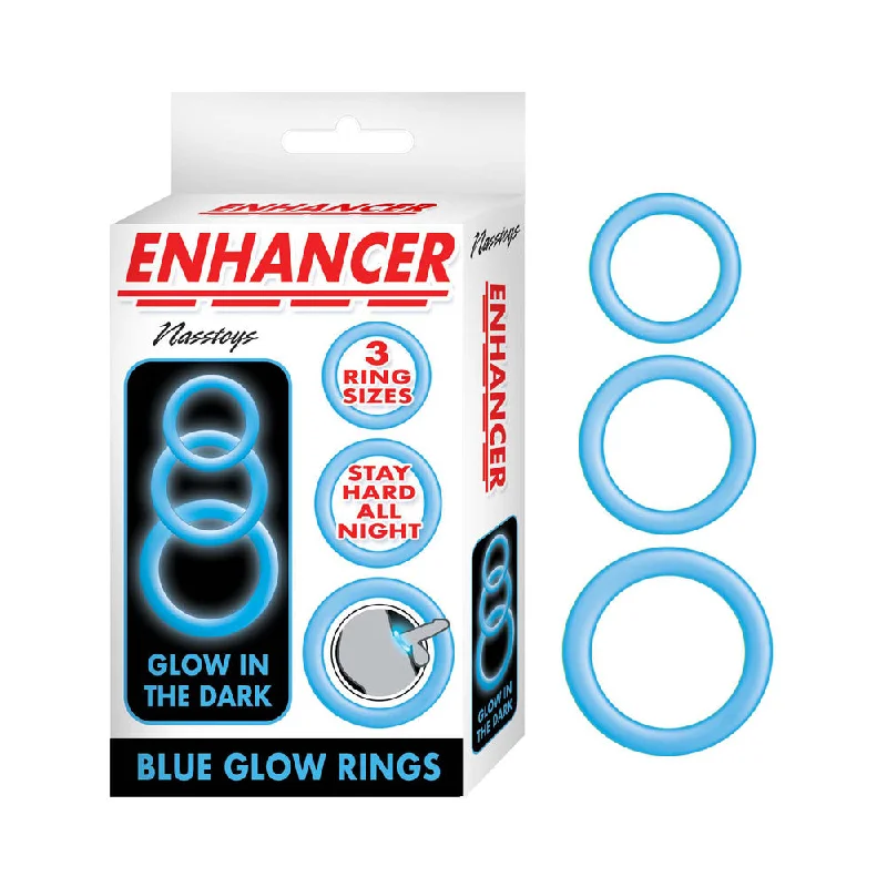 adult toys for sensual enjoyment-Enhancer Blue Glow Rings Set of 3