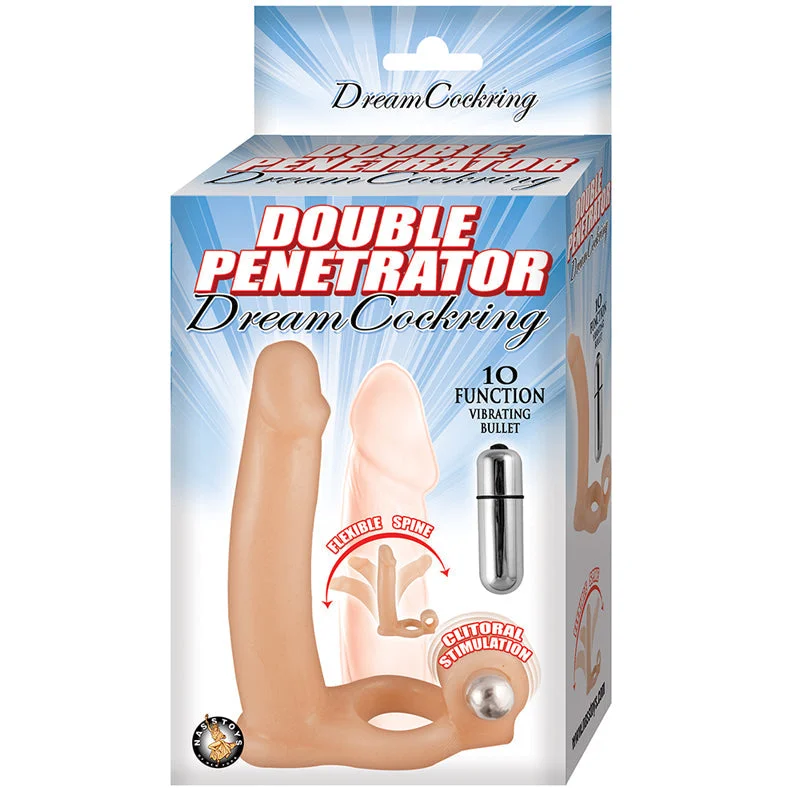 adult toys for discreet pleasure-Double Penetrator Dream Cockring With 10 Fuction Bullet Waterproof Flesh