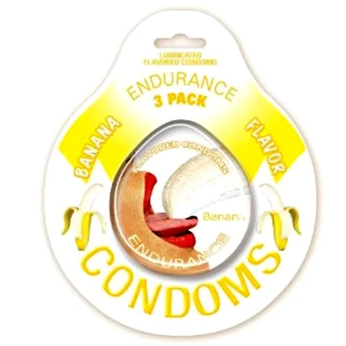 adult toys for romantic relaxation-Endurance Condoms - Banana - 3 Pack