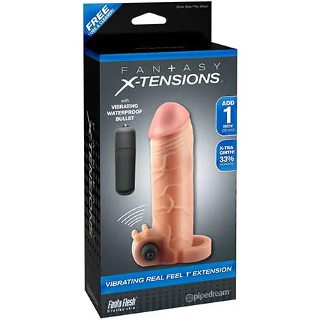 adult toys with soft design settings-Pipedream Fantasy X-tensions Vibrating Real Feel 1 in. Extension With Ball Strap Beige