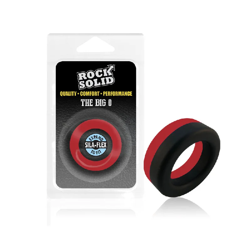 adult toys with ergonomic texture finish-Rock Solid Big O Ring Black/ Red