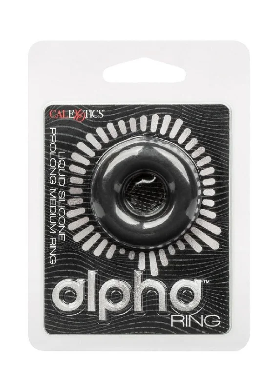 adult toys with quiet technology design-Alpha Prolong Medium Ring Black