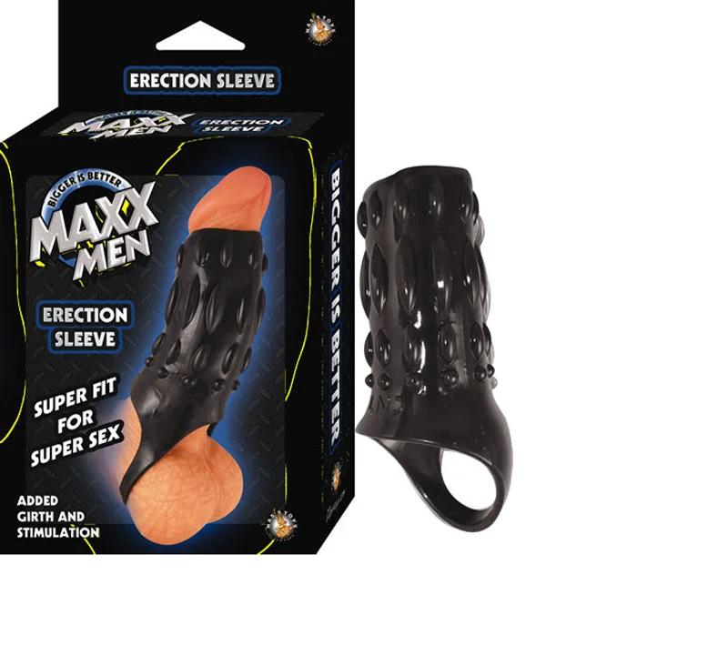 adult toys with wireless texture finish-Maxx Men Erection Sleeve (Black)