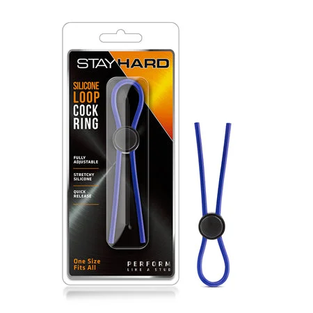 adult toys for special occasions-Blush Stay Hard Silicone Loop Lasso/Bolo Cockring Blue