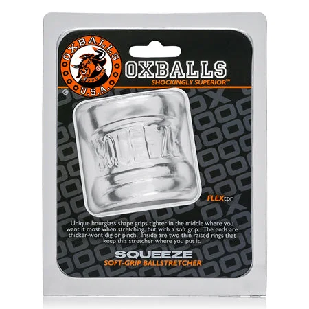 adult toys with flexible tip-OxBalls Squeeze, Ball Stretcher, Clear