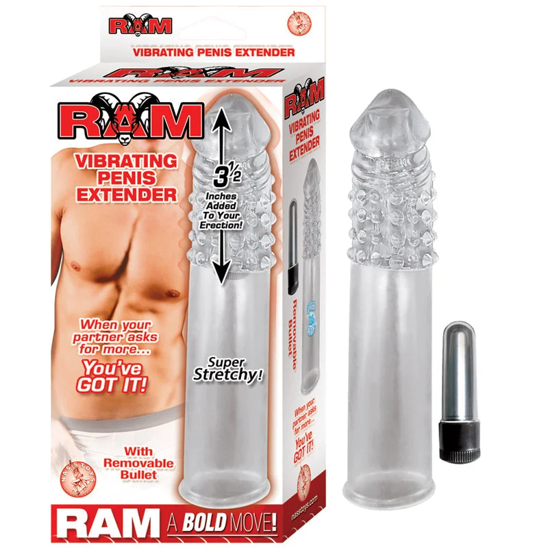 adult toys for couples-Ram 3.5in. Vibrating Penis Extender (Clear)