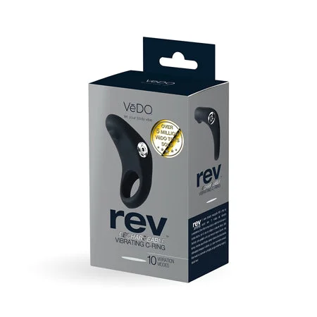 adult toys for sensual intimacy-VeDO Rev Rechargeable Vibrating C-Ring Black