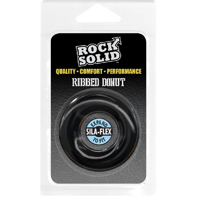 adult toys for sensual fun time-Rock Solid Ribbed Donut Black