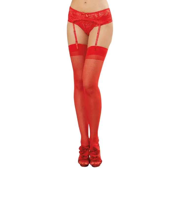 adult toys for intimate enjoyment-Sheer Thigh High - One Size - Red