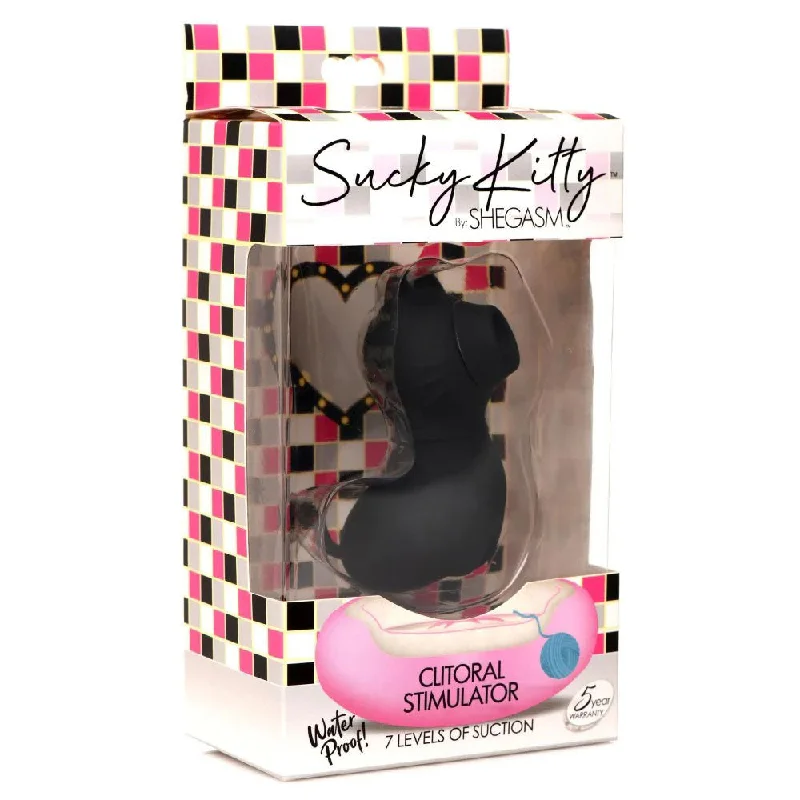 adult toys with magnetic charging-Sucky Kitty 7x Clitoral Stimulator - Black