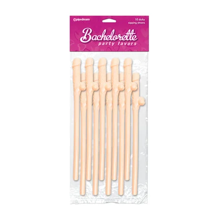 adult toys for discreet moments-Pipedream Bachelorette Party Favors 10-Piece Dicky Sipping Straws Beige