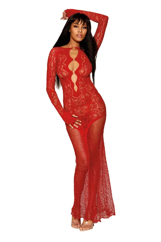 adult toys for personal fun time-Bodystocking Gown - One Size - Ruby