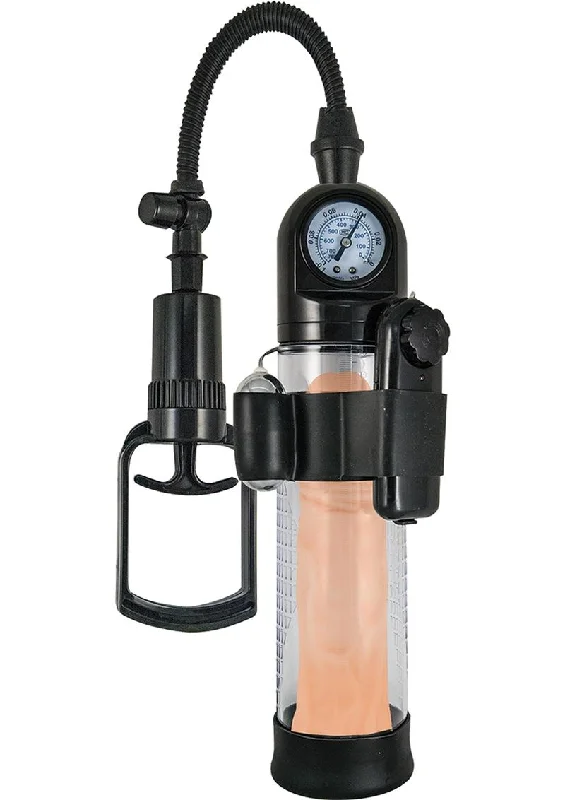 adult toys with textured finish-Maxx Gear Vibrating Vacuum Gauge Penis Pump