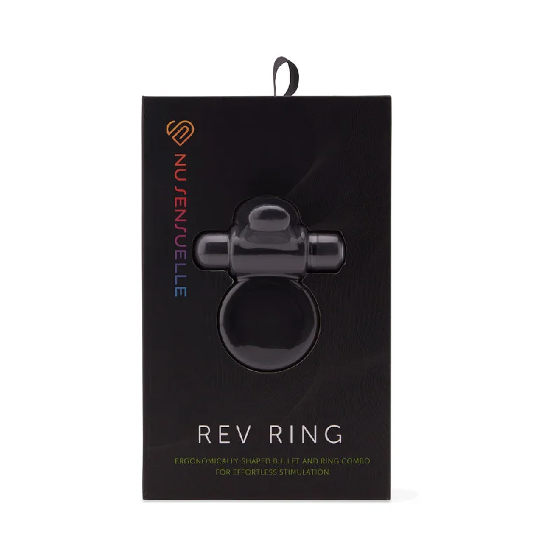 adult toys for private fun-Nu Sensuelle Rev Bullet Ring with Tongue Black