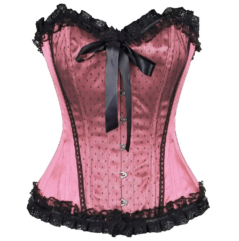 adult toys with dual motors-Lana Satin Lace Overlay Burlesque Corset