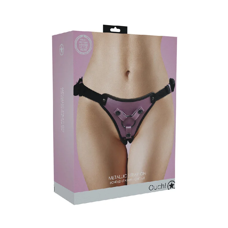 adult toys with waterproof material-Ouch! Metallic Strap On Harness Rose Gold