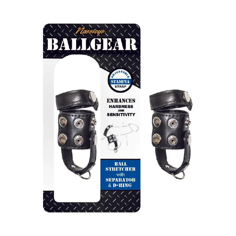 adult toys with LED lights-Ballgear Ball Stretcher With Separator & D-Ring - Black