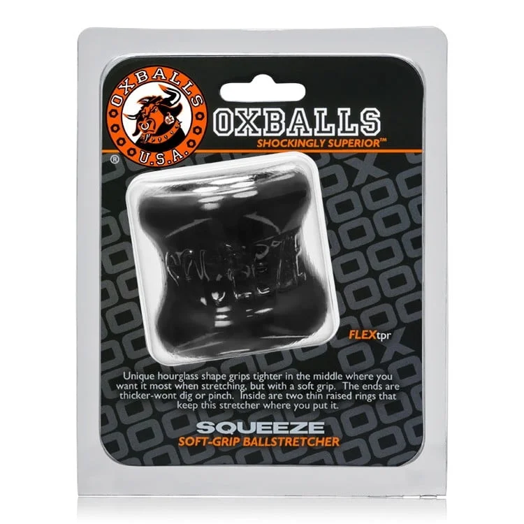 adult toys with heat technology design-Oxballs Squeeze Soft-Grip Ball Stretcher - Black