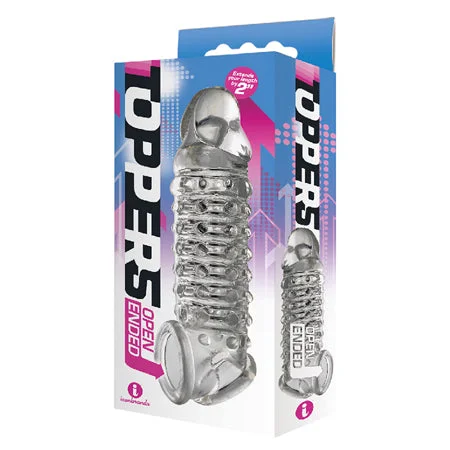 adult toys for couples fun-The 9's Toppers Open-Ended, Ribbed, and Nubbed Penis Extender - Clear