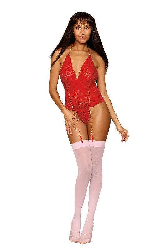 adult toys for weekend pleasure-Garter Teddy - One Size - Ruby