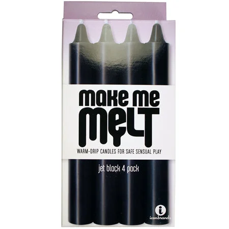 adult toys for discreet wellness-The 9's, Make Me Melt Sensual Warm-Drip Candles, 4 Pack, Jet Black