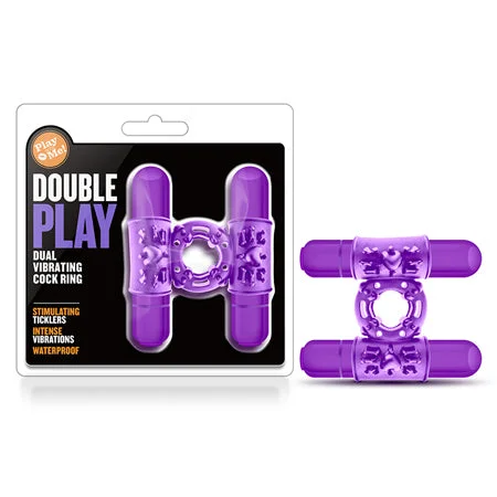 adult toys eco-friendly-Blush Play with Me Double Play Dual Vibrating Cockring Purple