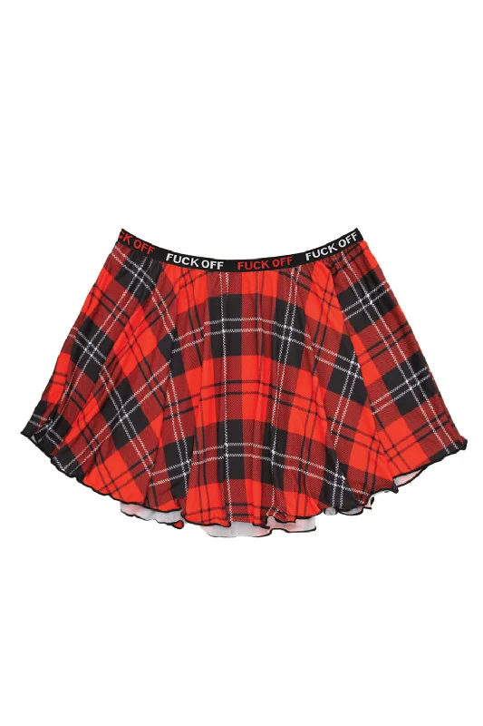 adult toys for sensory relaxation time-F*Ck Off Plaid Skirt - Red Plaid - M/l