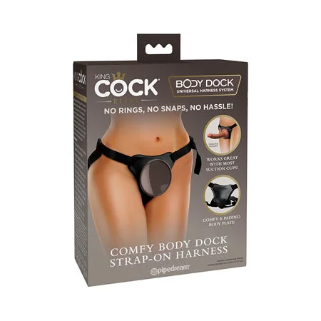 adult toys with heat technology finish-Pipedream King Cock Elite Comfy Body Dock Strap-On Harness Black