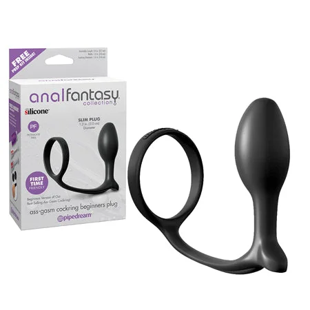 adult toys for couples enjoyment-Pipedream Anal Fantasy Collection Silicone Ass-Gasm Cock Ring Beginner's Plug Black