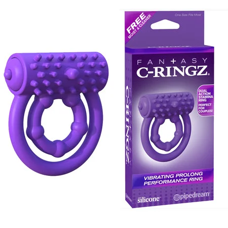 adult toys with flexible head-Pipedream Fantasy C-Ringz Silicone Vibrating Prolong Performance Ring Purple