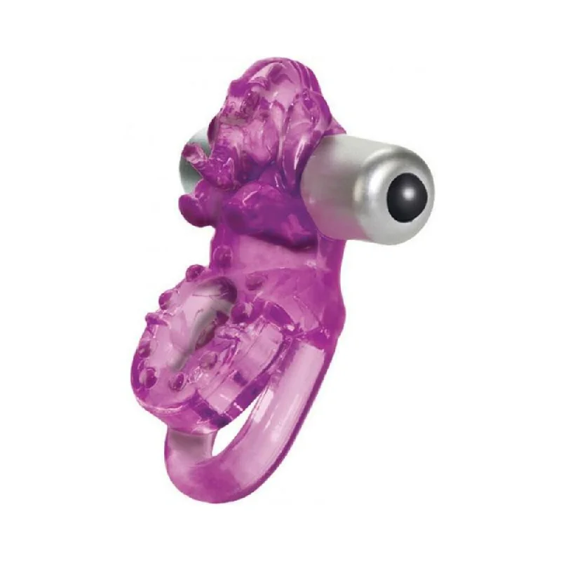 adult toys with smart finish-Lovers Delight Ele Double Support Enhancer Ring With Removable 3 Speed Stimulator Purple