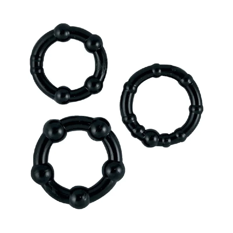 adult toys with soft material-Beaded C Ring 3 Pack Set