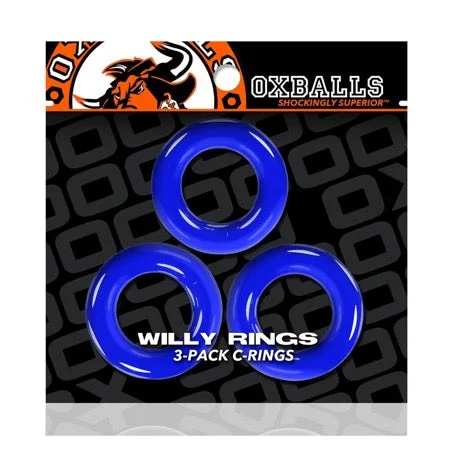 adult toys for sensual fun-Oxballs Willy Rings 3-Pack Cockrings O/S Police Blue