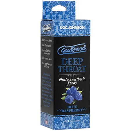 adult toys for couples relaxation-GoodHead Deep Throat Spray Blue Raspberry