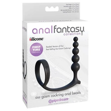 adult toys with soft design settings-Pipedream Anal Fantasy Collection Silicone Ass-Gasm Cockring Anal Beads Black