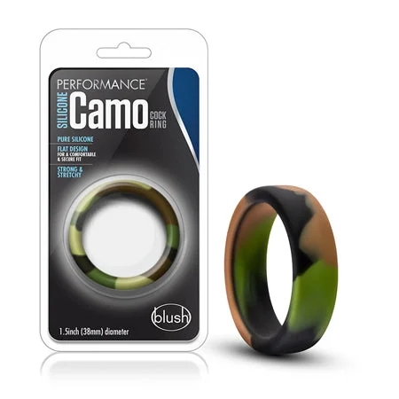 adult toys with flexible design-Blush Performance Silicone Camo Cock Ring Green Camouflage