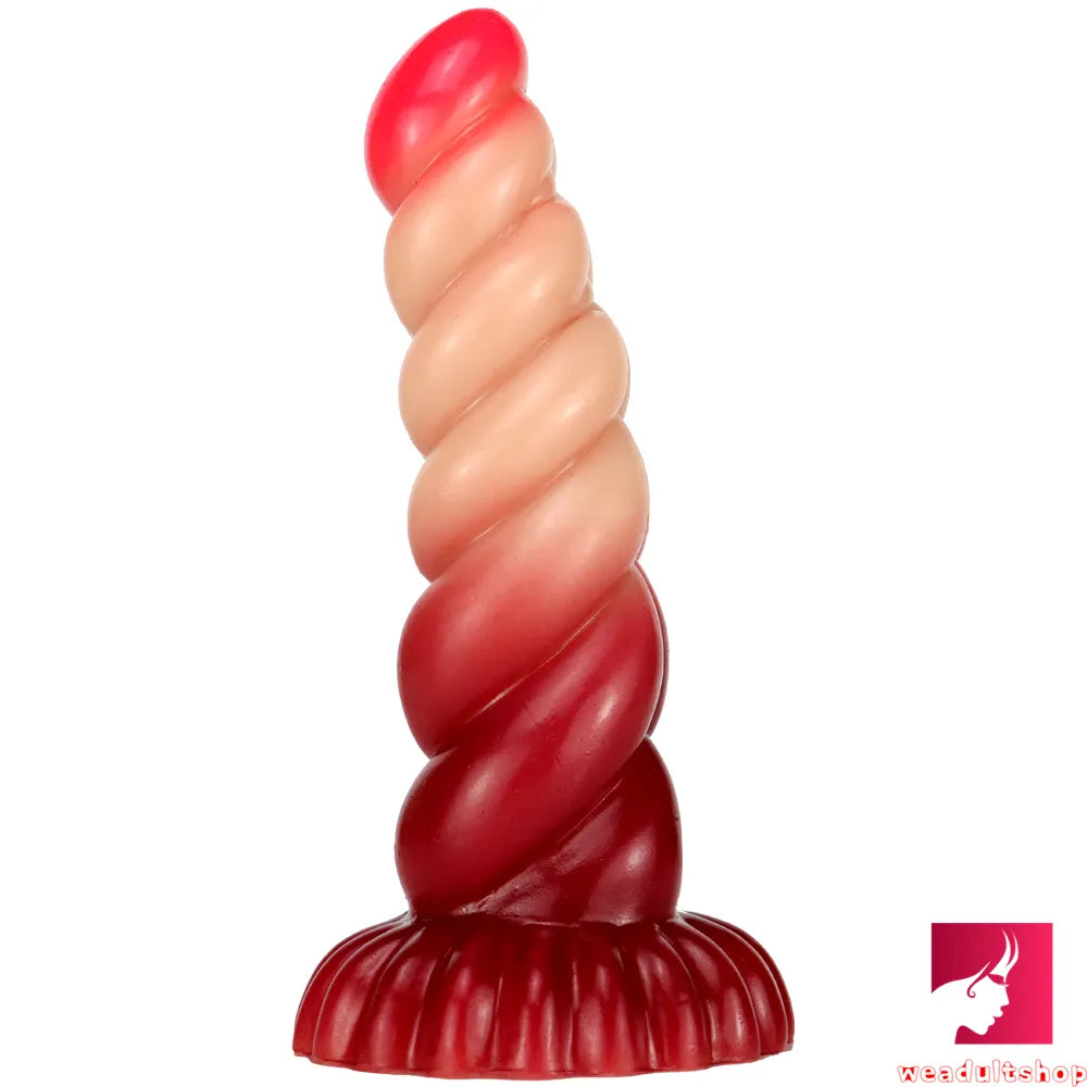 adult toys with remote access-8.07in Ombre Spiral Dildo With Pink Tender Glans For Fucking