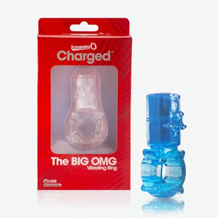 adult toys for sensual fun-Big OMG Vibrating Ring Blue