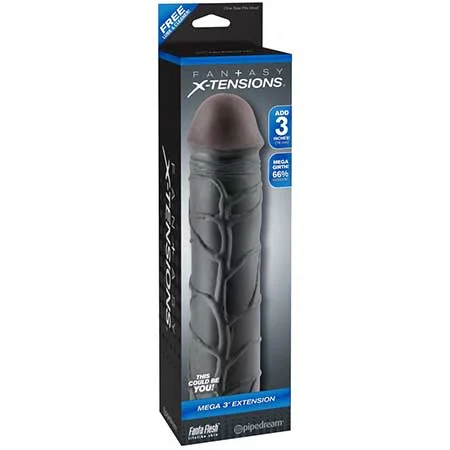 adult toys with quiet technology finish-Pipedream Fantasy X-tensions Mega 3 in. Extension Black