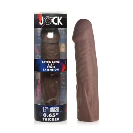 adult toys with pulse technology-Jock Extra Long Penis Extension Sleeve 1.5 in. Dark