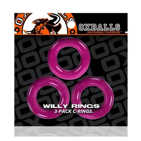 adult toys with waterproof finish settings-Oxballs Willy Rings 3-Pack Cockrings O/S Hot Pink