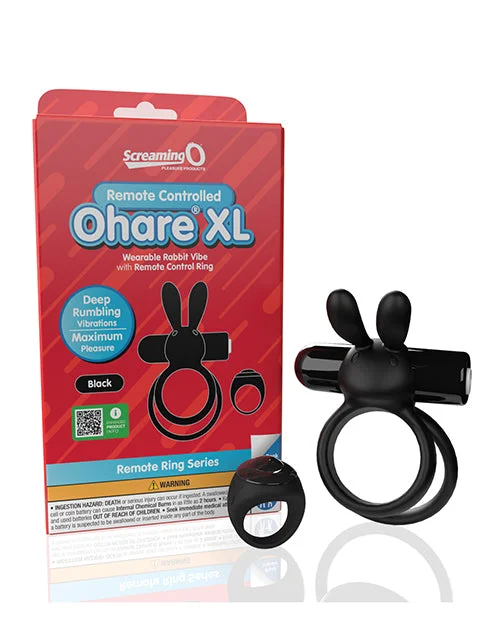 adult toys for romantic enjoyment-Screaming O Ohare Remote Controlled Vibrating Ring - XL Black