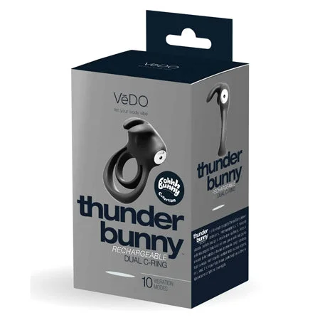 adult toys silicone material-VeDo Thunder Bunny Rechargeable Dual Cockring Black