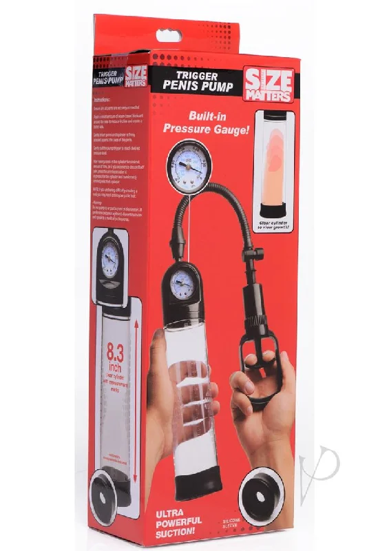 adult toys for sensory exploration time-Size Matters Trigger Penis Pump W/gauge