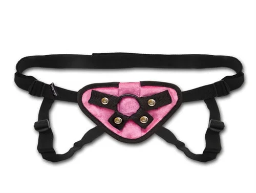 adult toys with pulse settings-Pink Velvet Strap-on Harness