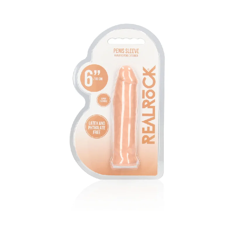 adult toys for discreet pleasure-RealRock Realistic 6 in. Penis Sleeve Extender Beige