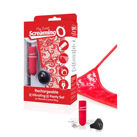 adult toys with textured material design-Screaming O My Secret Charged Remote Control Panty Vibe - Red